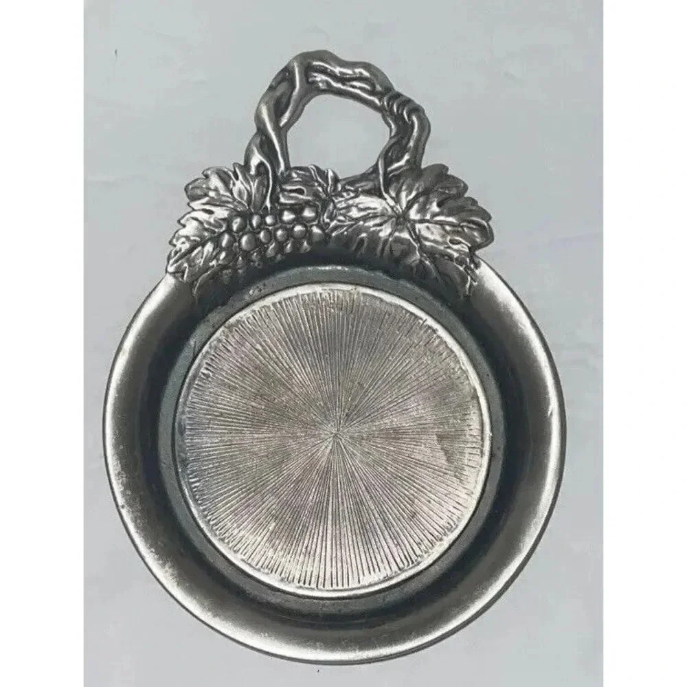 Pewter Wine Coaster & Cork‎ Holder 5 1/2” Wide x 6 1/8” Length x  1”High
